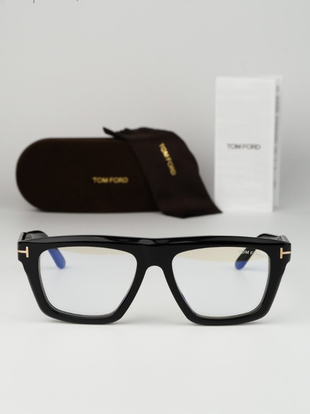 Tom Ford Men Eyeglasses Black Blue Block Rectangle FT6059-B 001 NEW AUTHENTIC